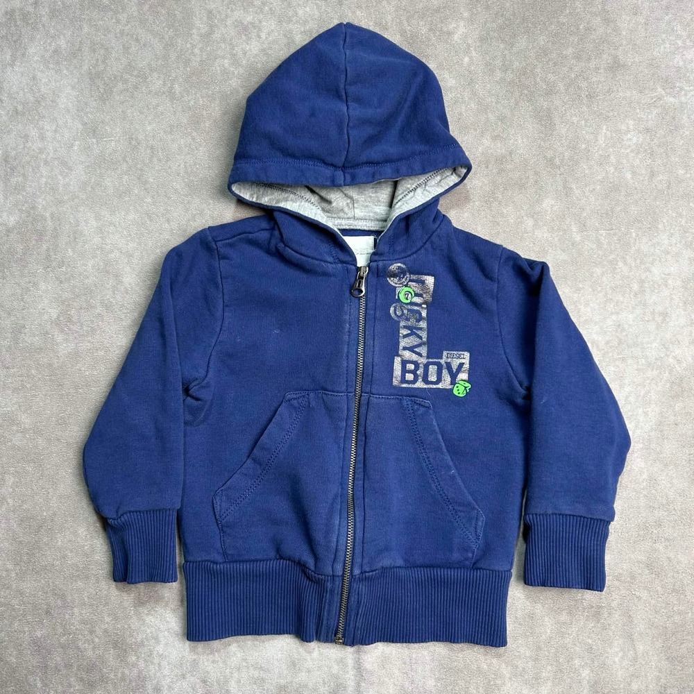 Diesel Boys Navy Blue Lucky Boy Graphic Full Zip Hoodie Size 24M